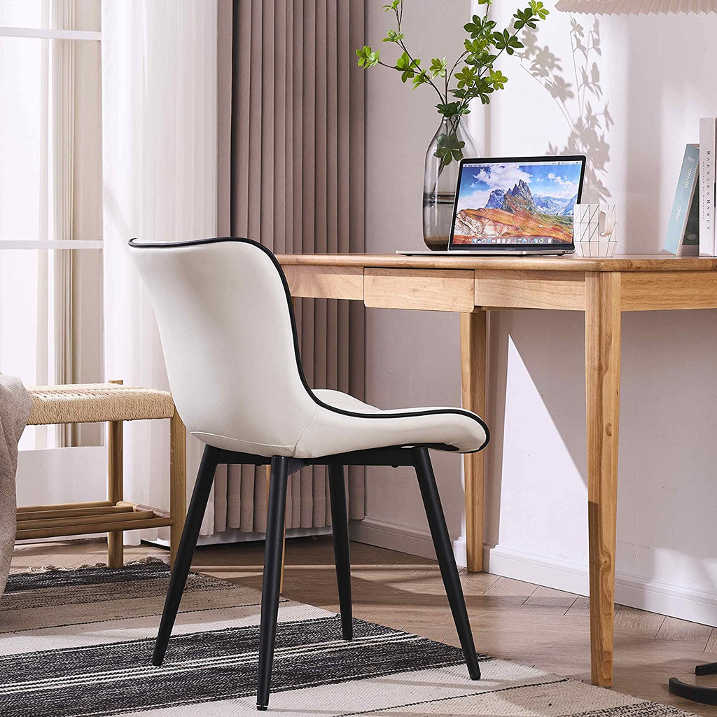 Black Faux Leather Dining Chair with Metal Legs, Set of 2 I2723