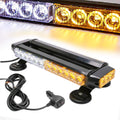 Amber 30 LEDs Safety Strobe Light Bar with Magnetic Base, Yellow, 12-24V/30W, Pack of 2 V224498