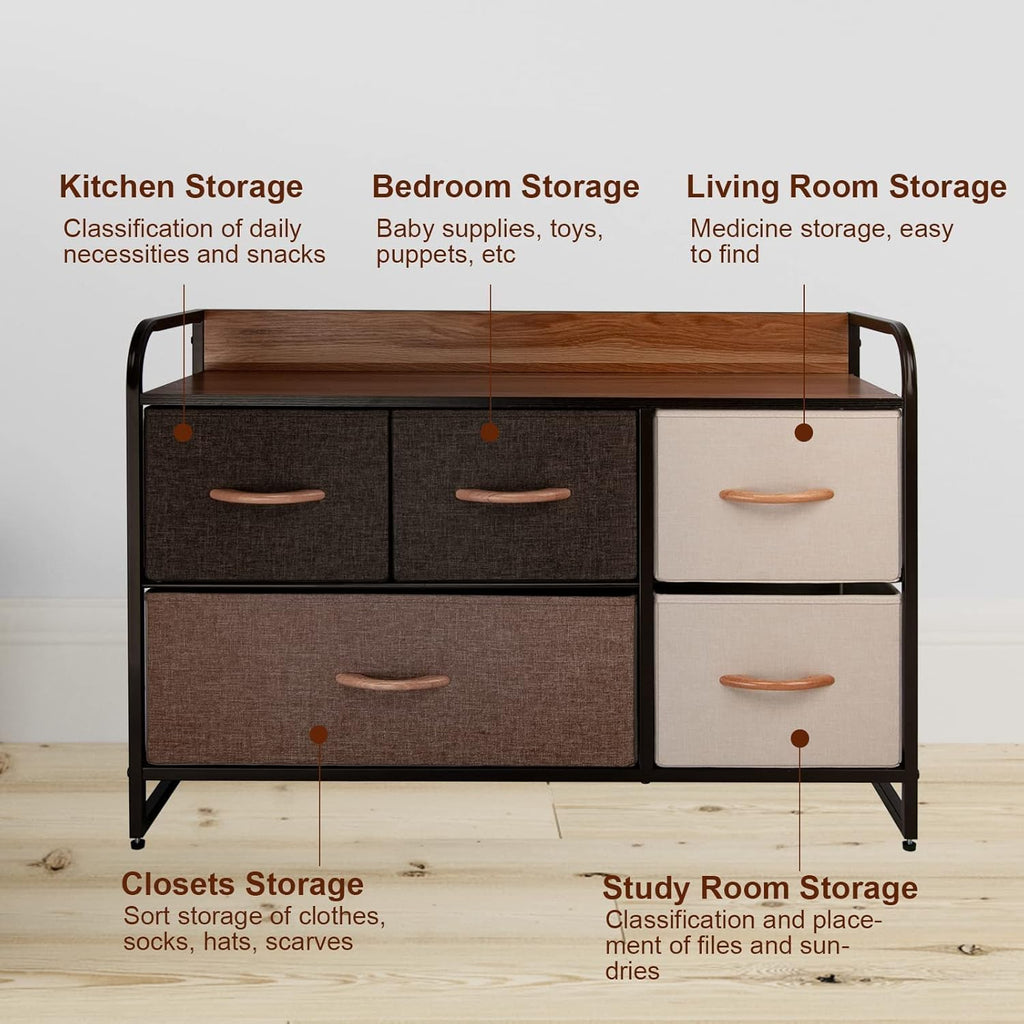 Large Storage Fabric Dresser with 5 Removable Drawers C457225