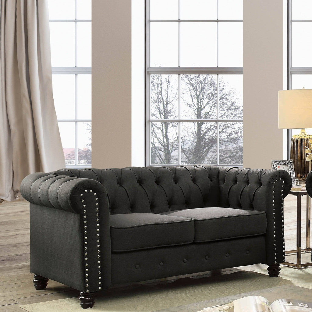 Grey Tufted Chesterfield Loveseat C4512