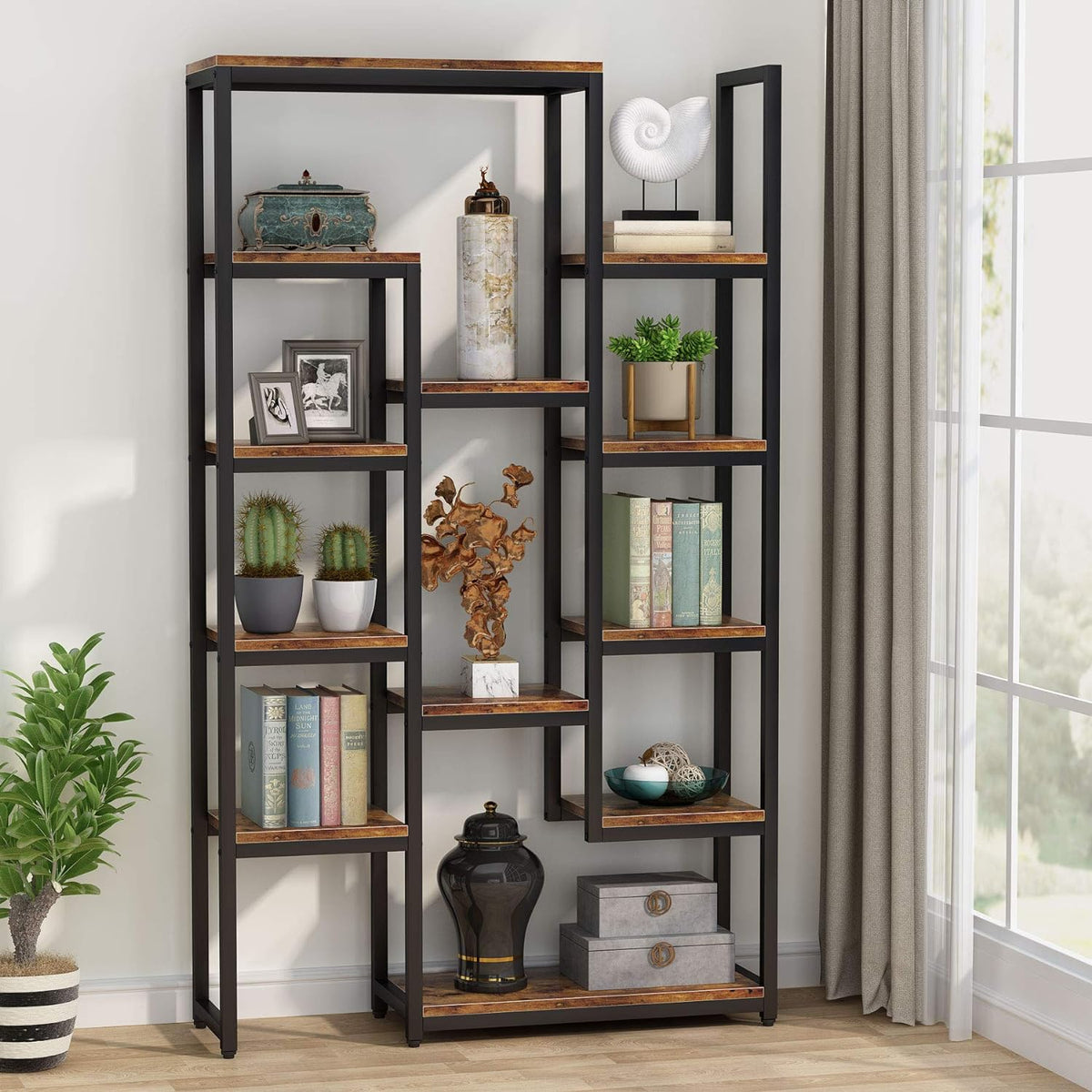 6-Tier 70.9 inch Tall Bookcase, 12-Shelf Display Shelves, White R409373