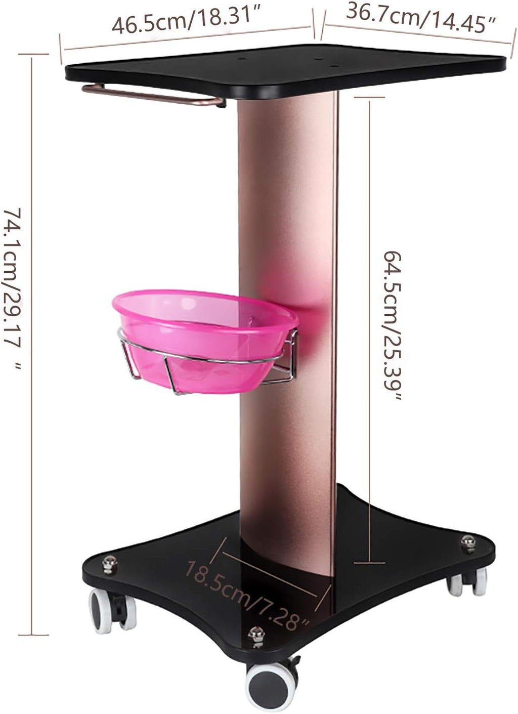 Black Aluminum Alloy Rolling Salon Cart with Stainless Steel Mesh Disk P401361