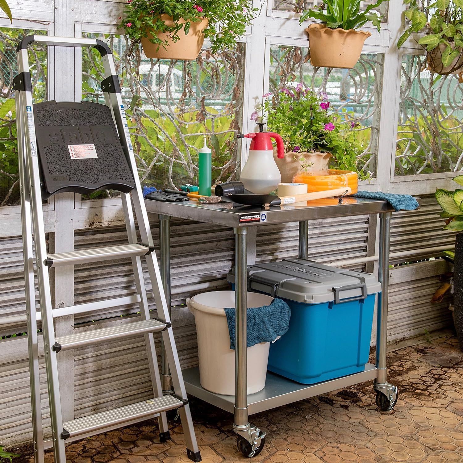 Stainless Steel 24 x 18 Inch Metal Work Table Cart with Caster Wheel N82682