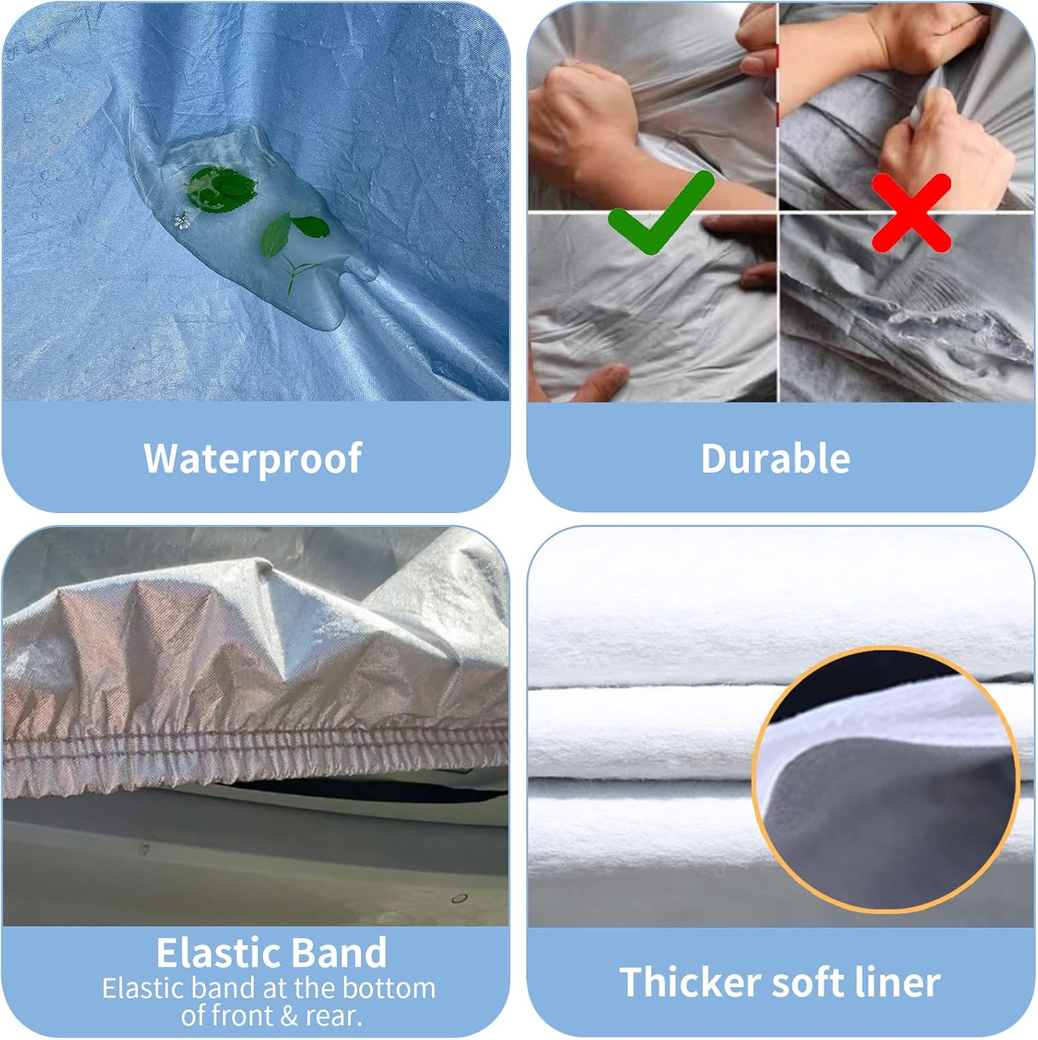 6 Layers Waterproof Cotton Car Cover with Zipper A287461