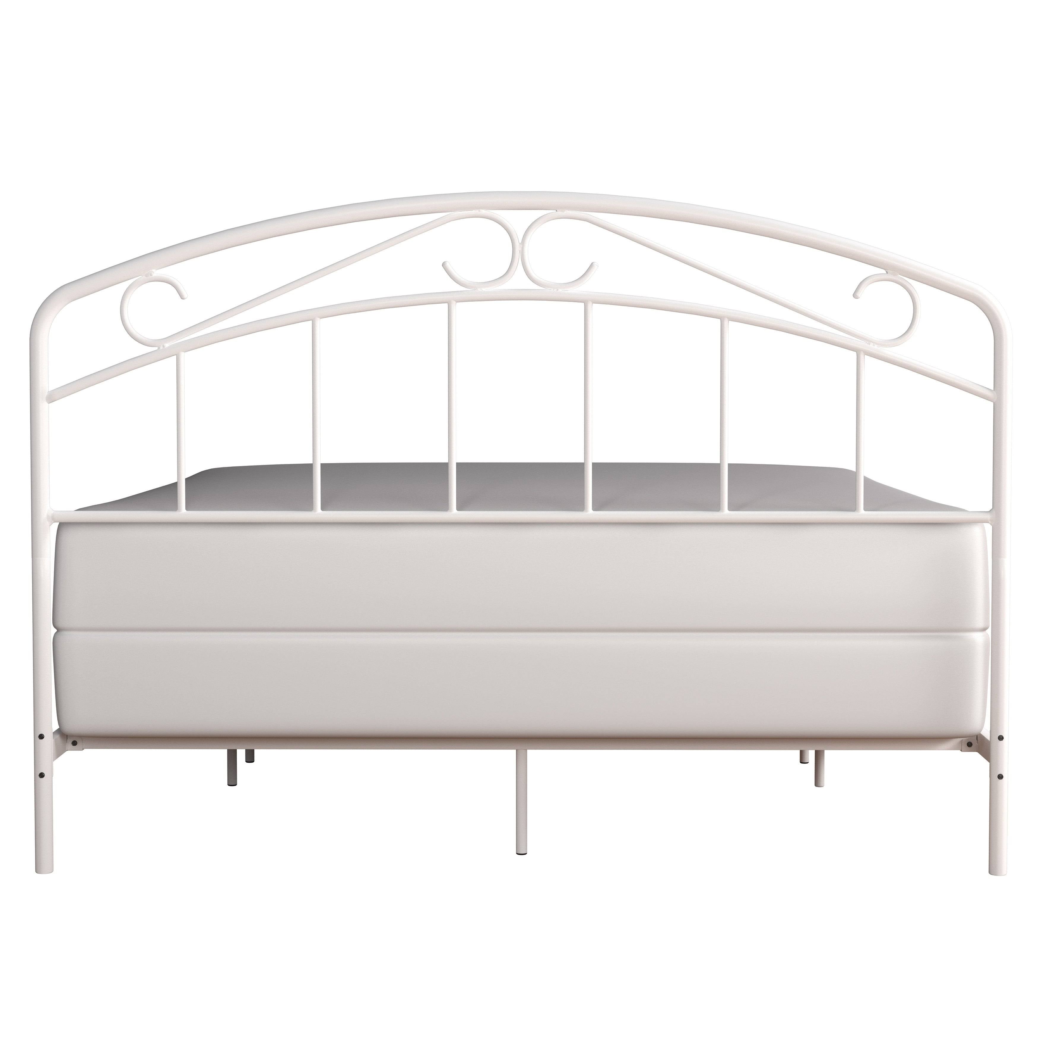 Metal Full Bed with Arched Scroll Textured White C373172