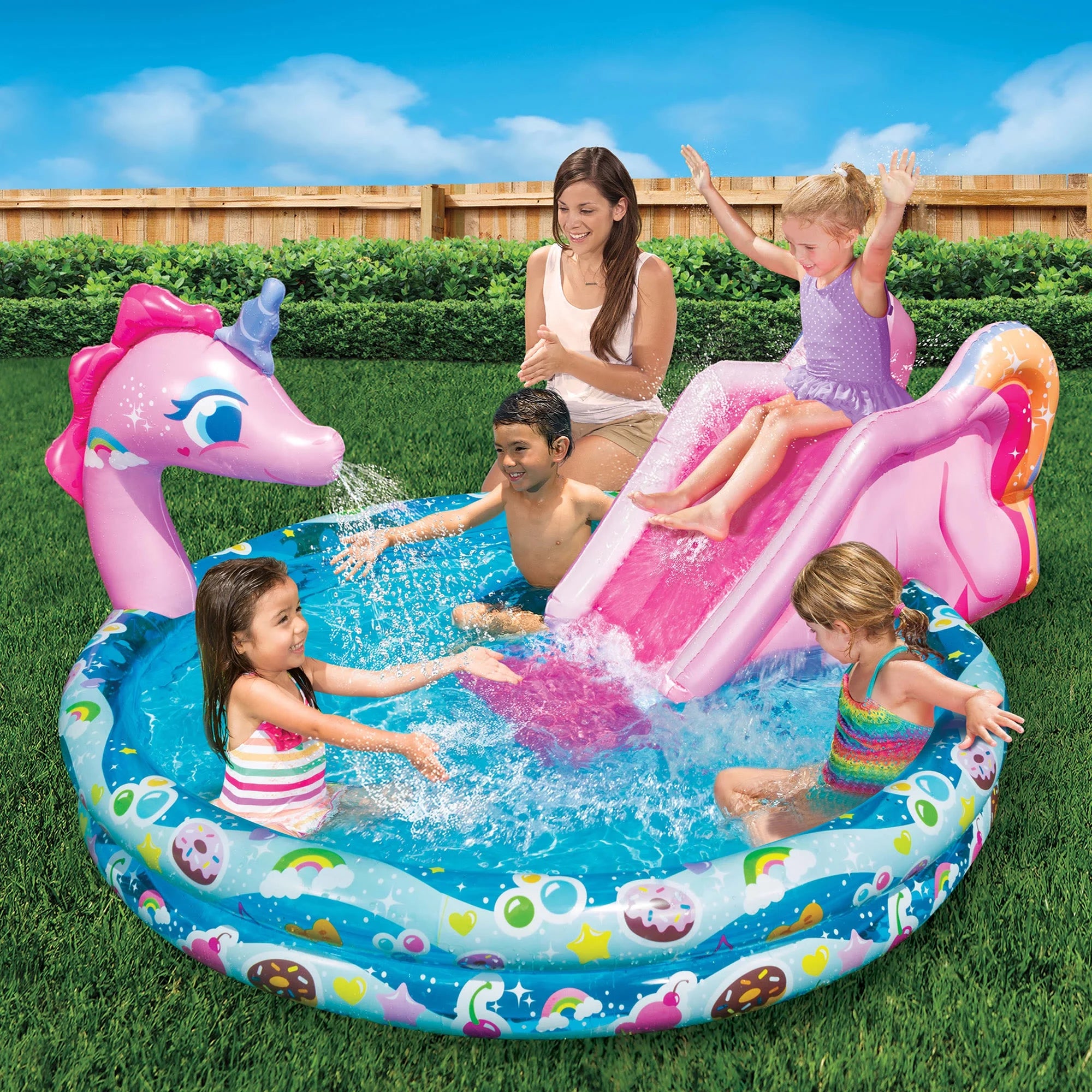 Inflatable Unicorn Pool Water Slide Splash Toy C550577
