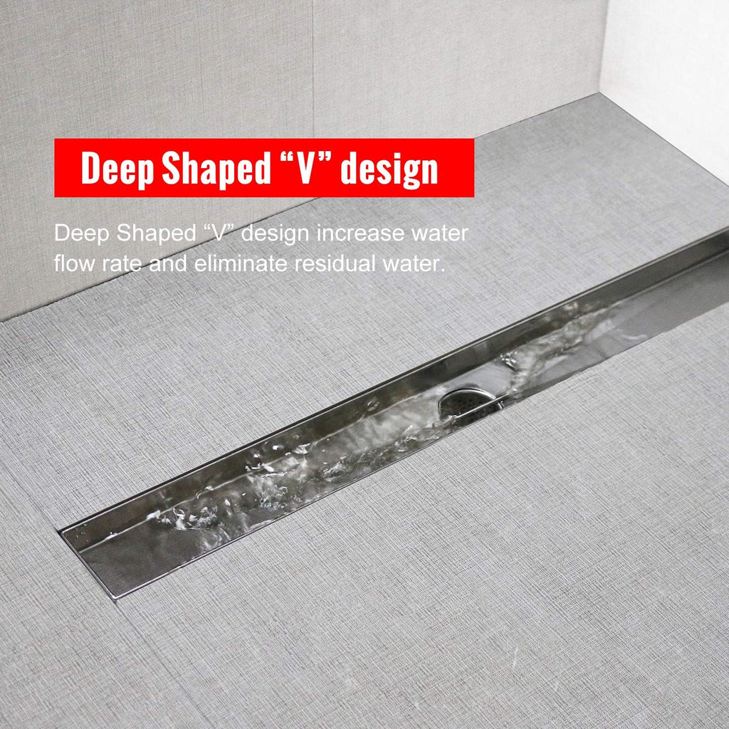 24 inch 304 Stainless Steel Linear Shower Drain with Grid Cover, Pack of 2 I26797