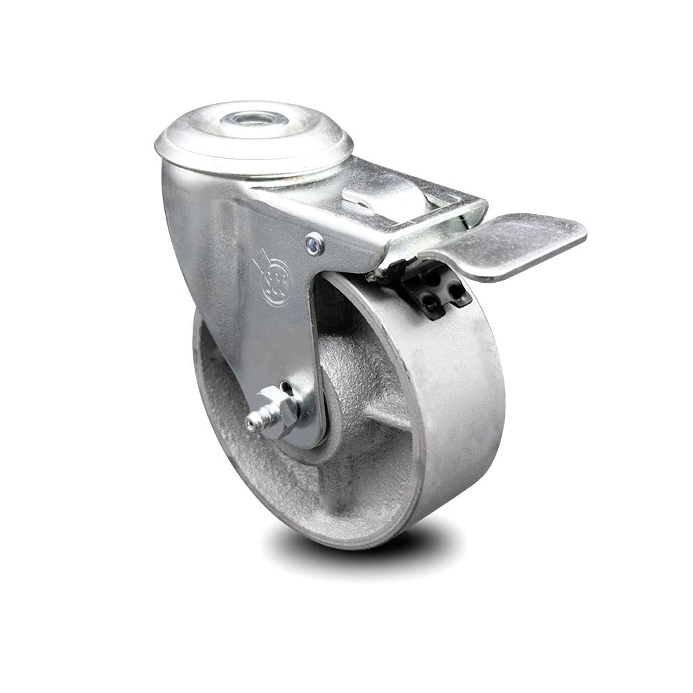 Semi Steel Swivel Caster with Total Locking Brake, 300 lbs Capacity, Pack of 2 K845