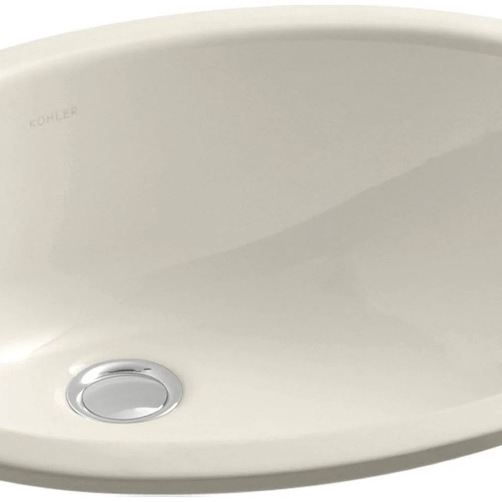 Almond Oval Undermount Bathroom Sink with Overflow I634