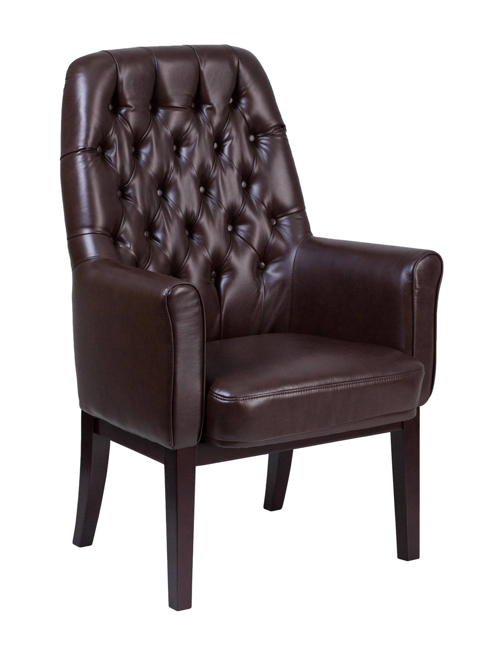 Brown Tufted Leather Side Reception Chair C9037