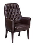 Brown Tufted Leather Side Reception Chair C9037