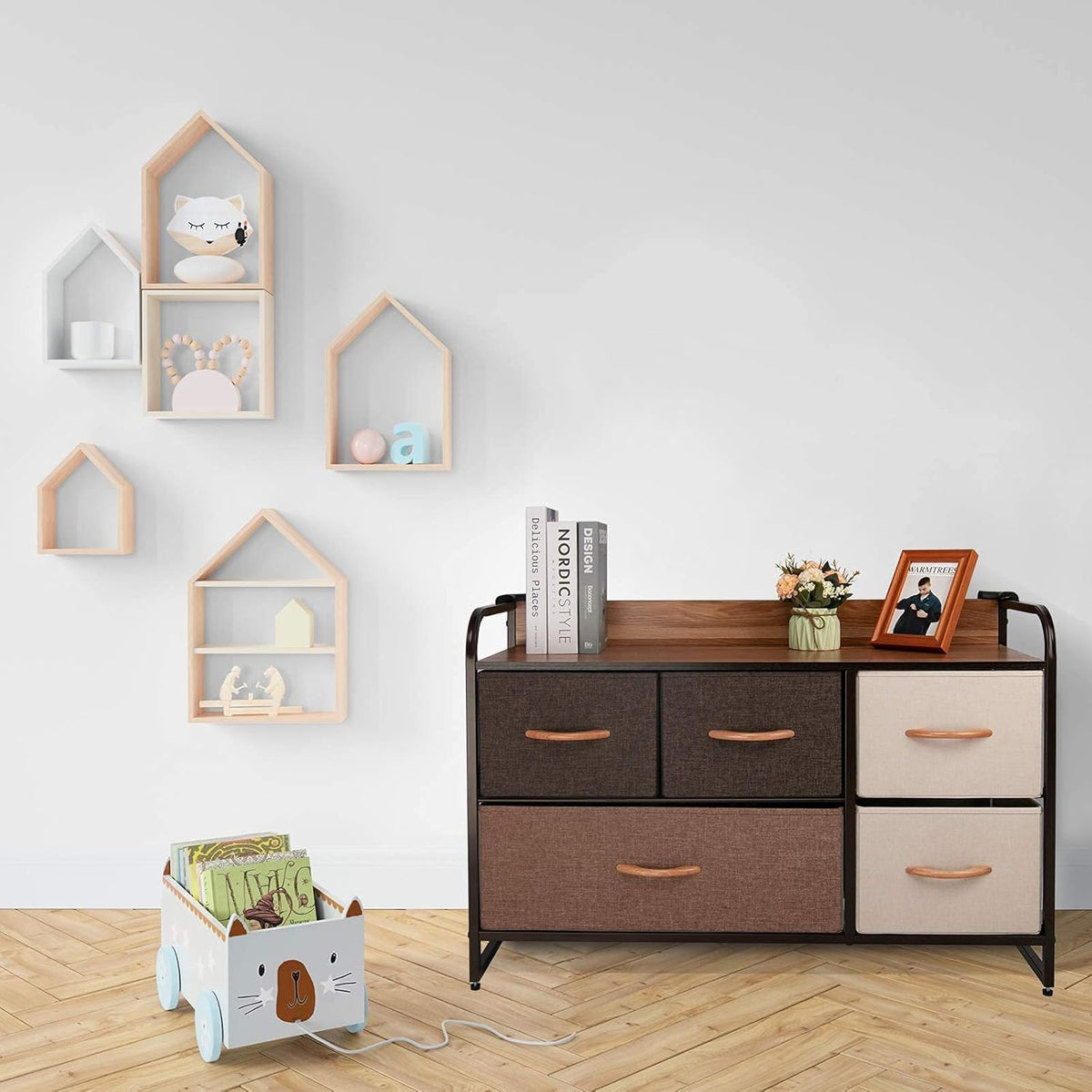 Large Storage Fabric Dresser with 5 Removable Drawers C457225