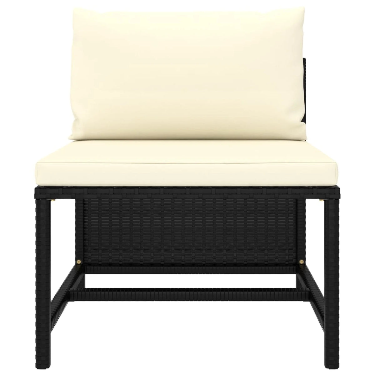 3 Piece Black Poly Rattan Garden Sofa Set with White Cushions and Footrest S83519