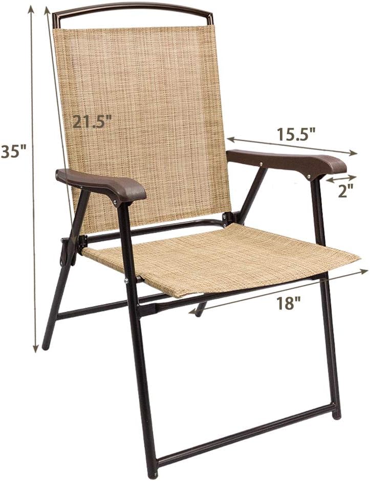 Beige Sling Back Folding Chair Set of 2 U91999