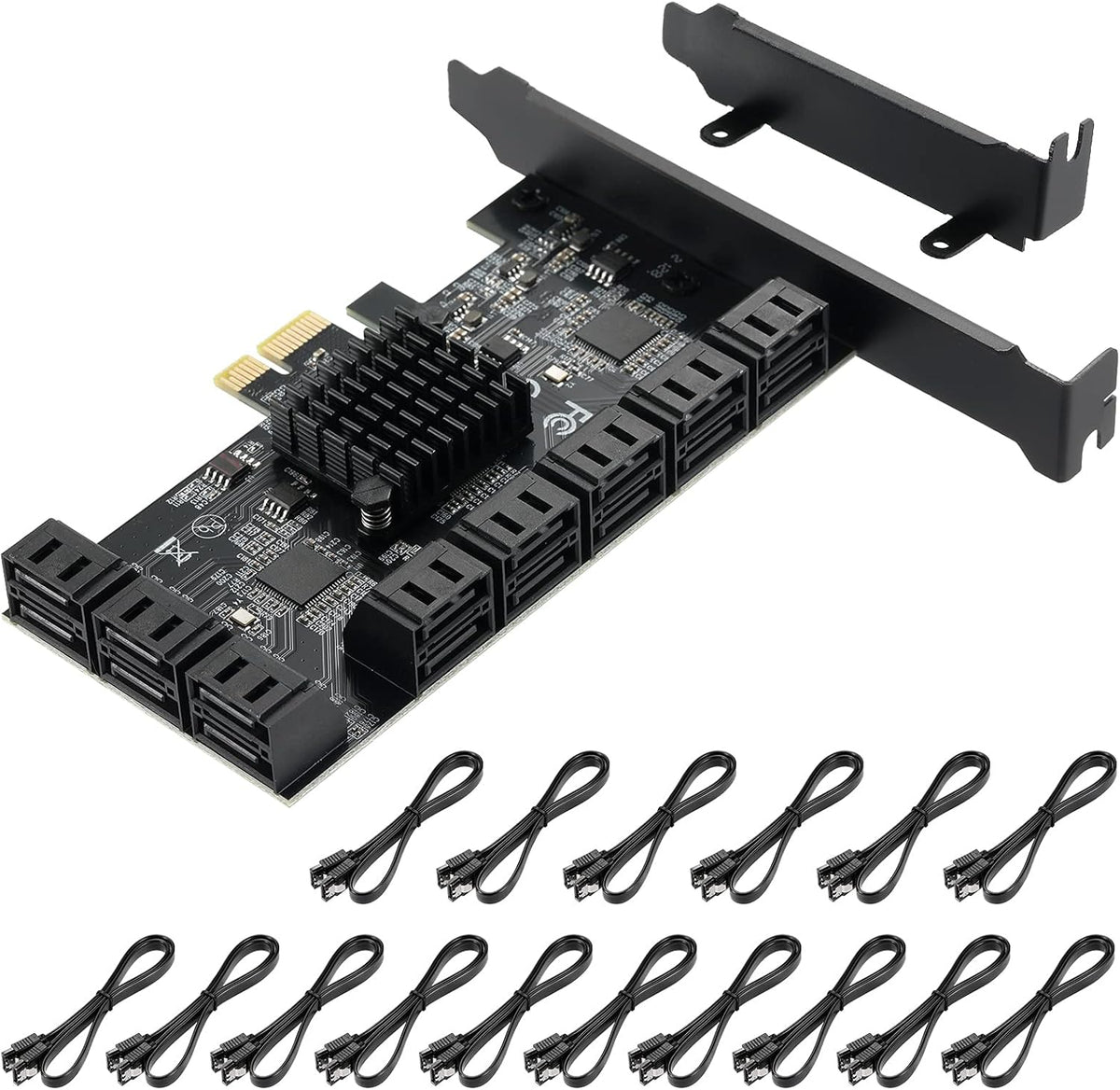 4X PCIE 8 SATA Card with 8 SATA Cables, PCIE to SATA 3.0 6 Gbps Controller, Pack of 2 I41294