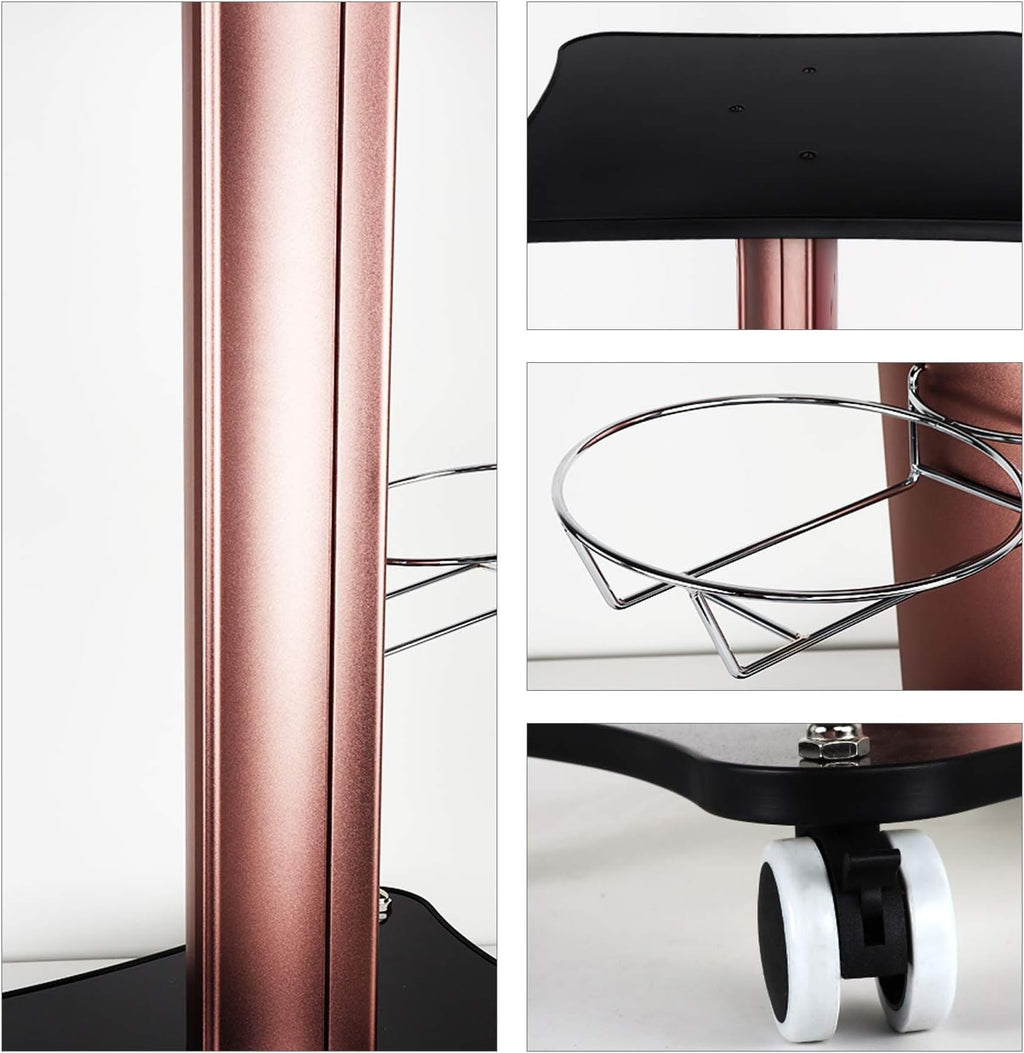 Black Aluminum Alloy Rolling Salon Cart with Stainless Steel Mesh Disk P401361