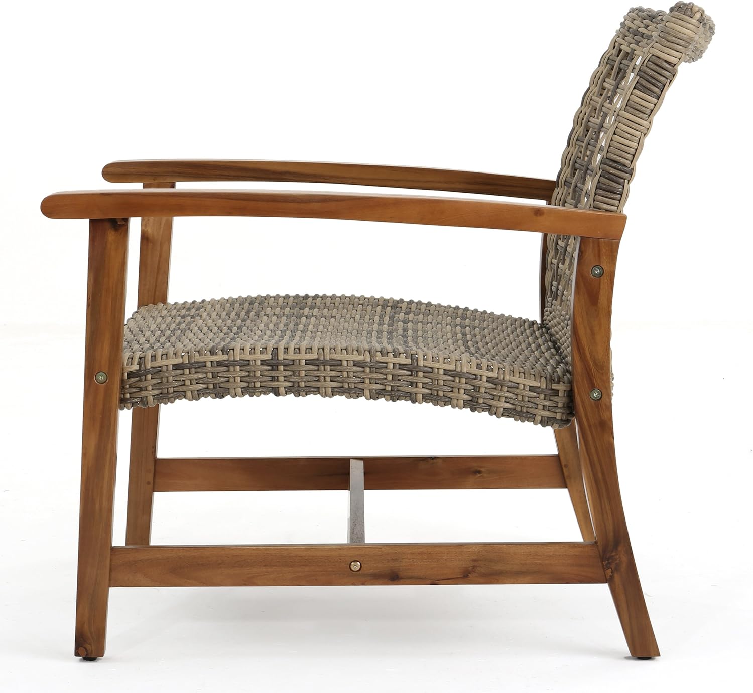 4-Pcs Set Wicker Club Chairs with Acacia Wood Frame D91388