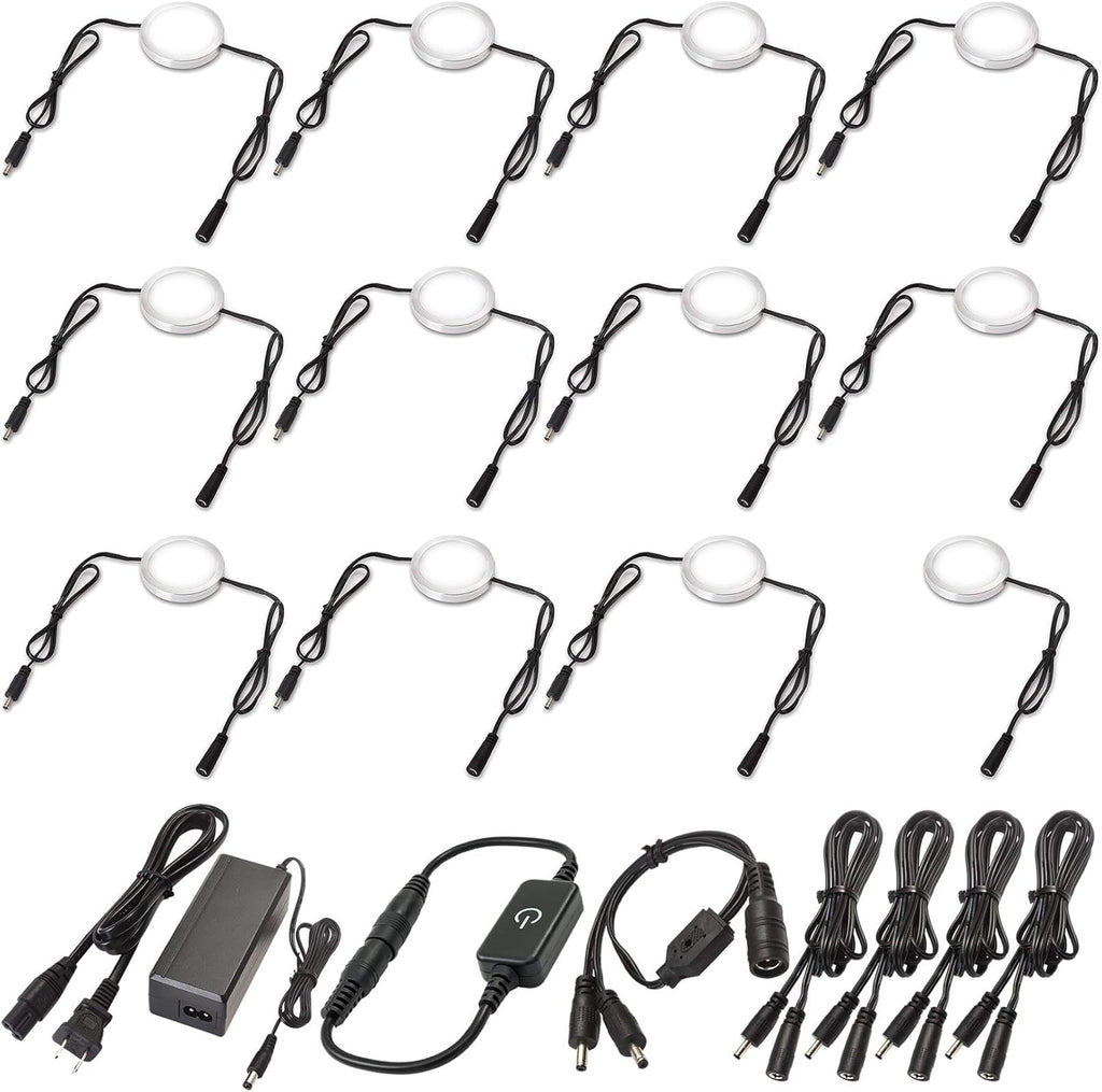 Under Cabinet LED Lighting Kit, Touch Dimmable, 12 Lights, Warm White B7171