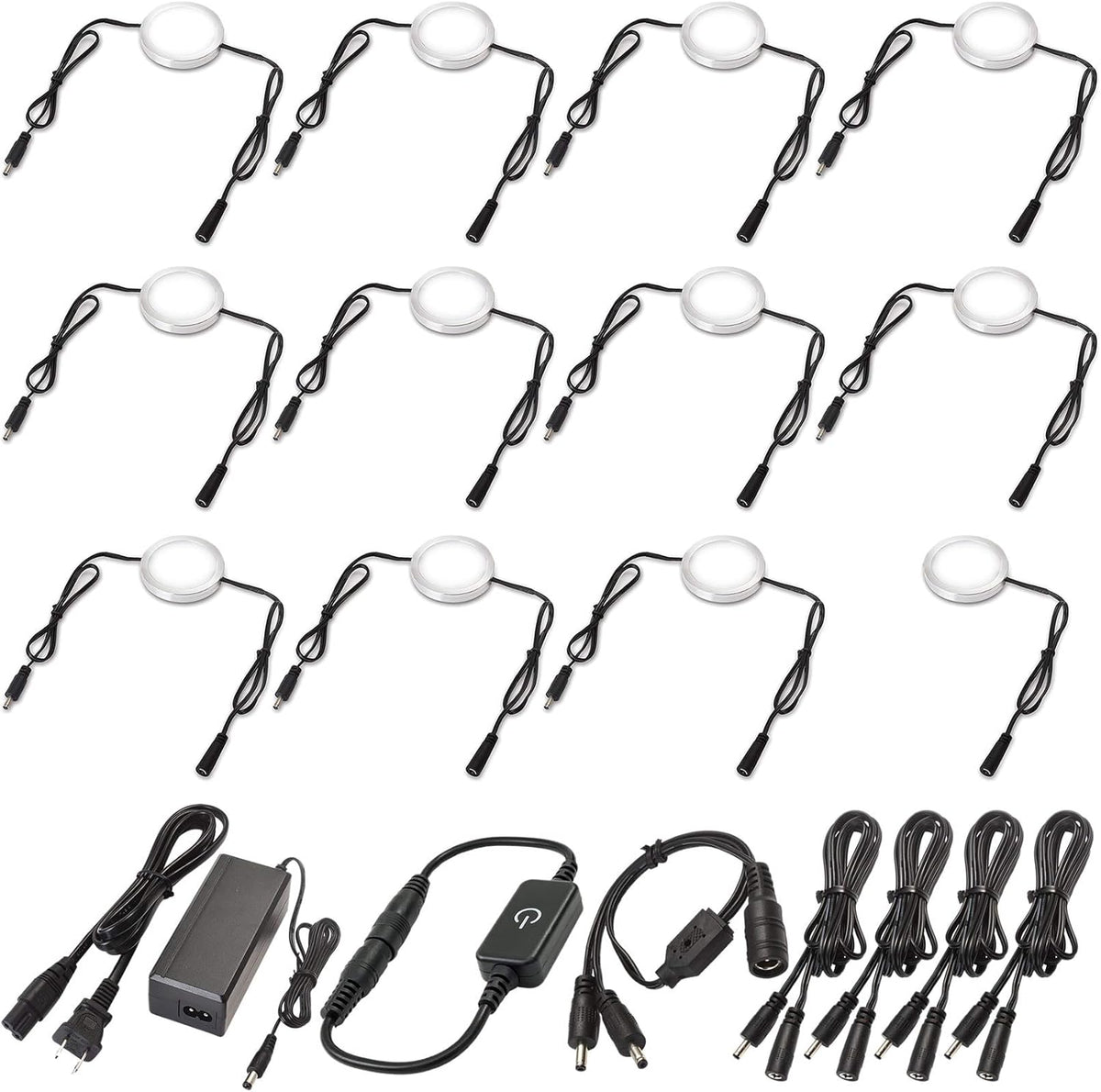Under Cabinet LED Lighting Kit, Touch Dimmable, 12 Lights, Warm White B7171