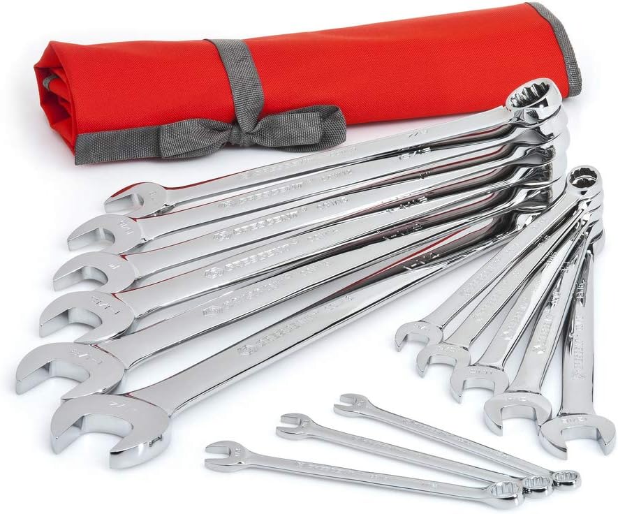 14 Pc. 12 Point SAE Combination Wrench Set with Tool Roll B965