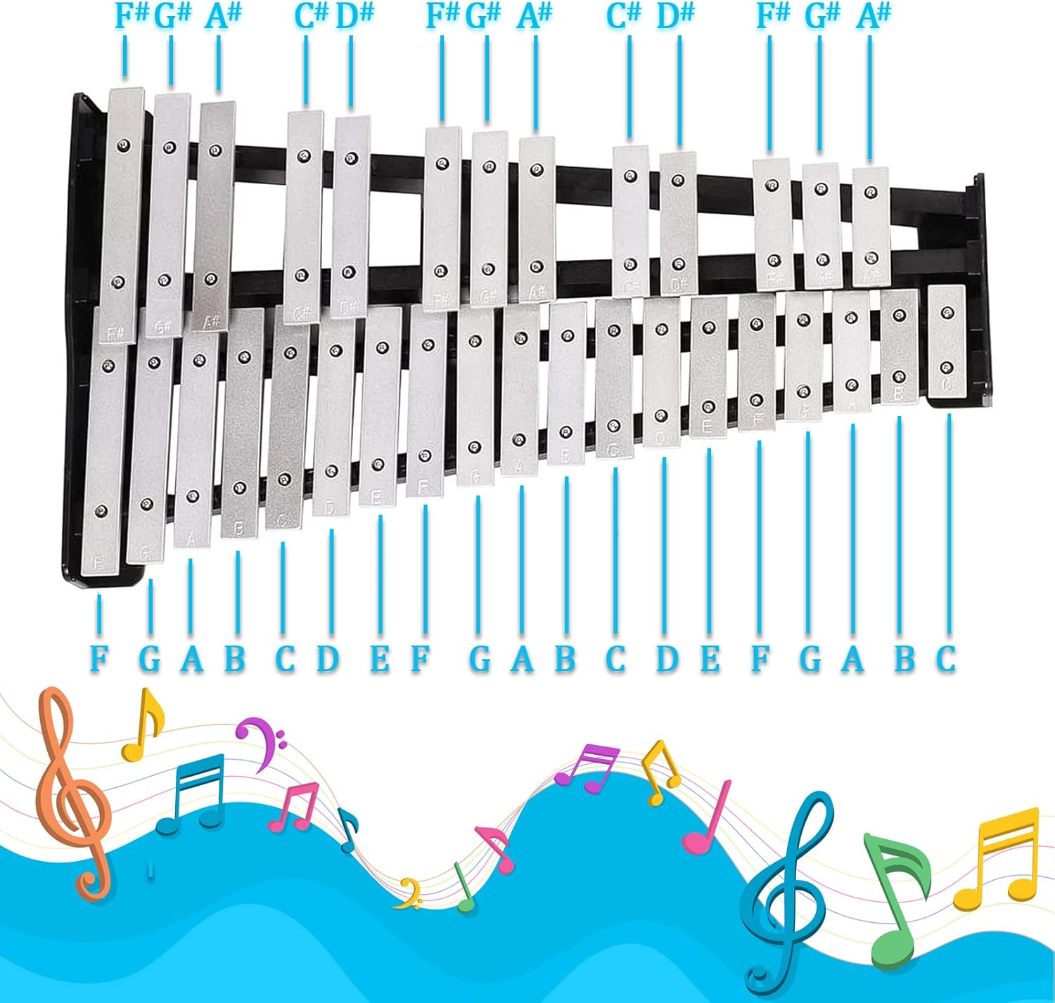 30 Notes Glockenspiel Kit Xylophone Bell with Carrying Bag Z491