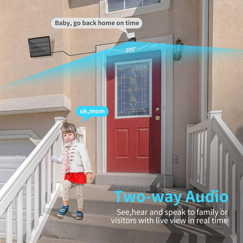 Outdoor Wireless Solar Battery Powered Security Camera with 2-Way Audio L222