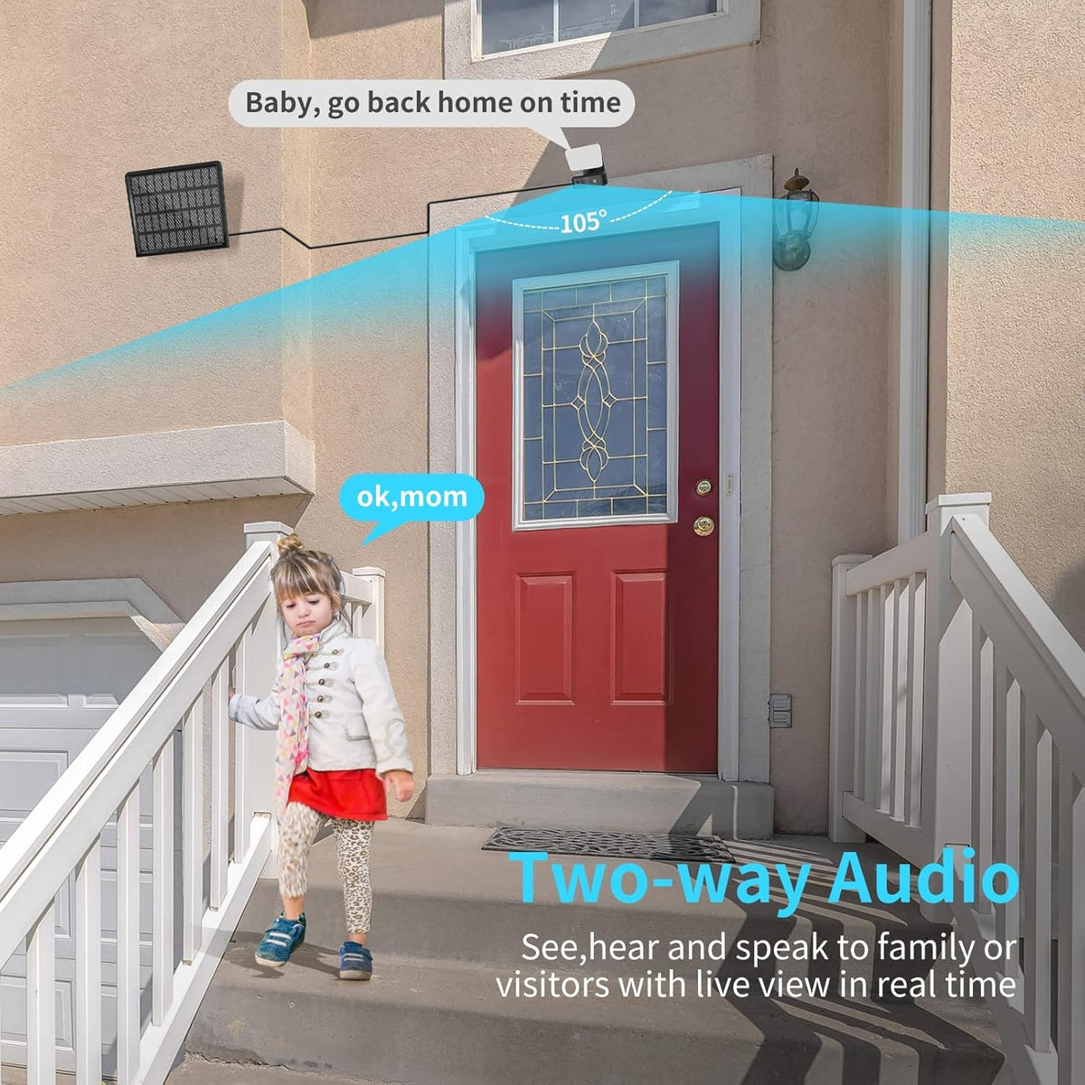 Outdoor Wireless Solar Battery Powered Security Camera with 2-Way Audio L222