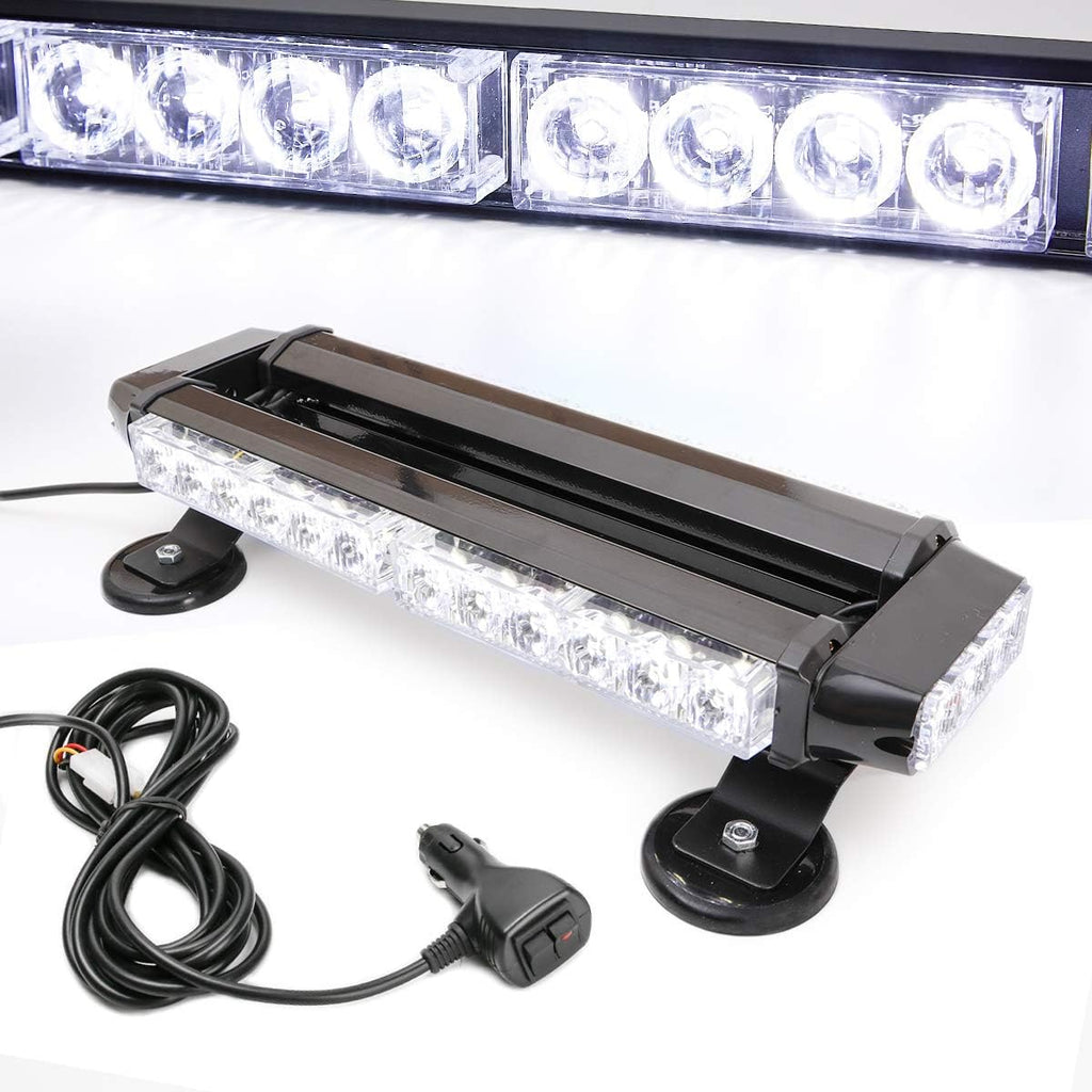 Amber 30 LEDs Safety Strobe Light Bar with Magnetic Base, Yellow, 12-24V/30W, Pack of 2 V224498