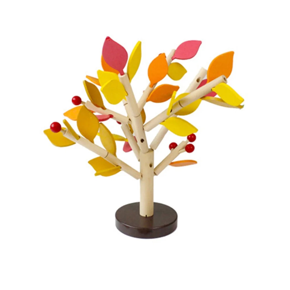 Creative Wooden Tree Blocks with Leaves 3D Building Set Toy Y8130