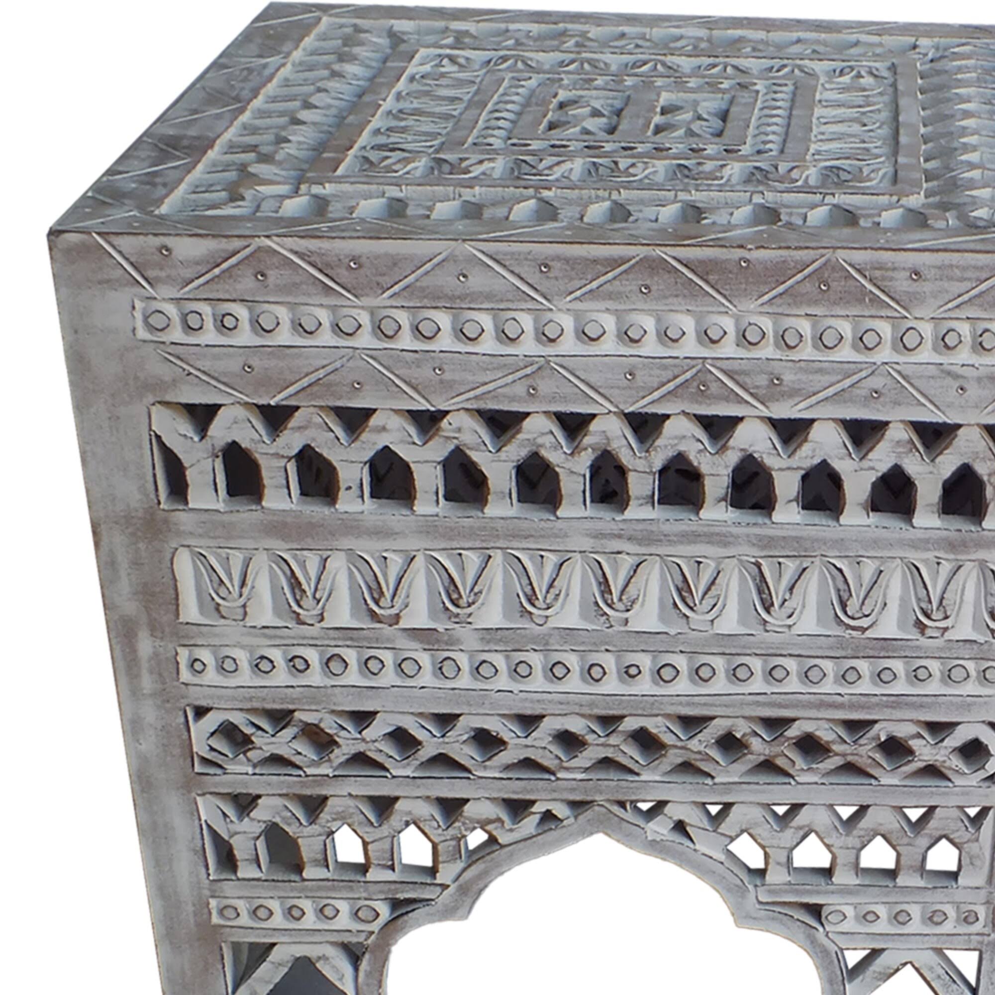 Set of 2 Washed White Mango Wood Stool Q80132