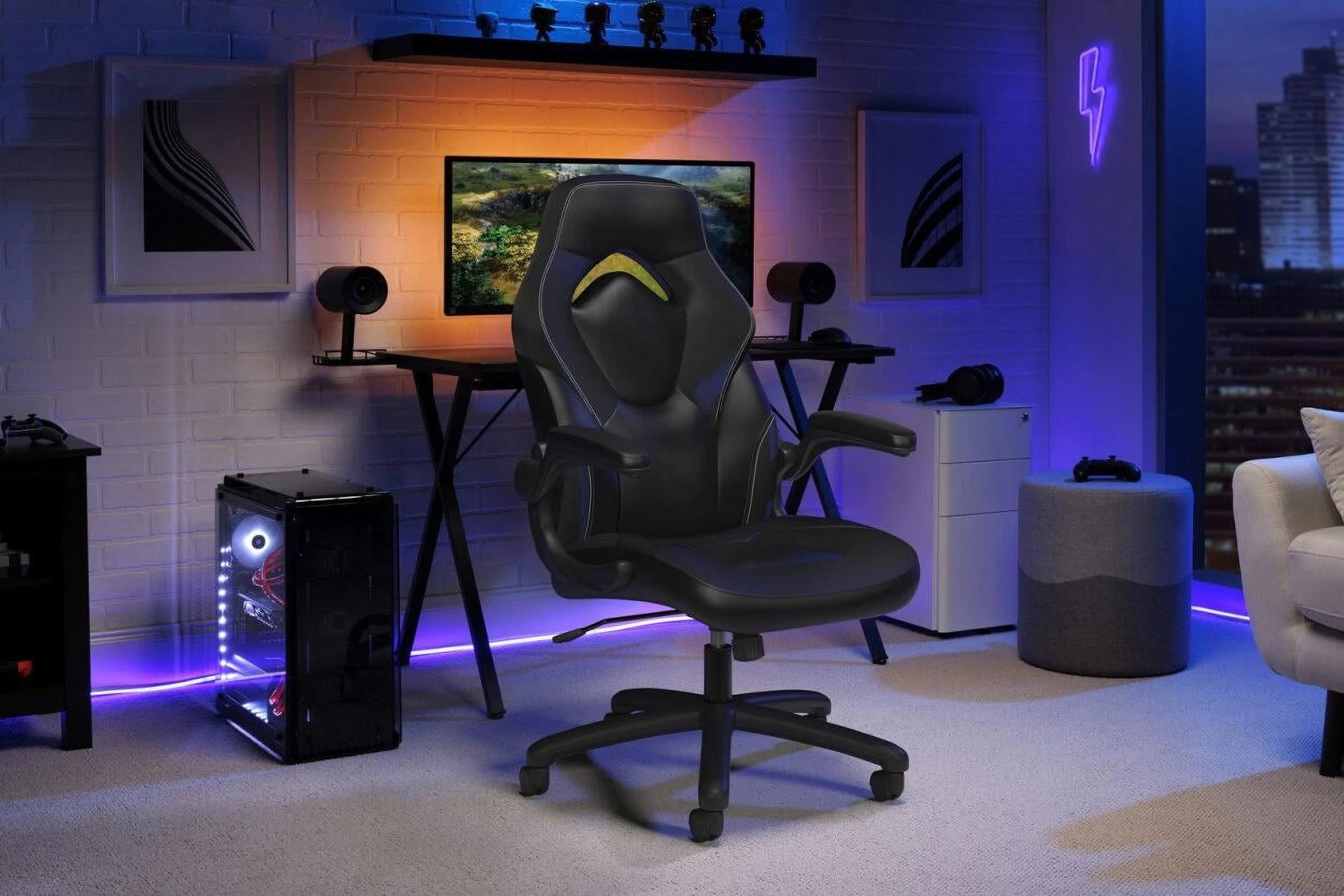 Black Gaming Chair with Integrated Headrest M214