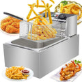 6 L Stainless Steel Electric Deep Fryer with Basket and Lid S99649