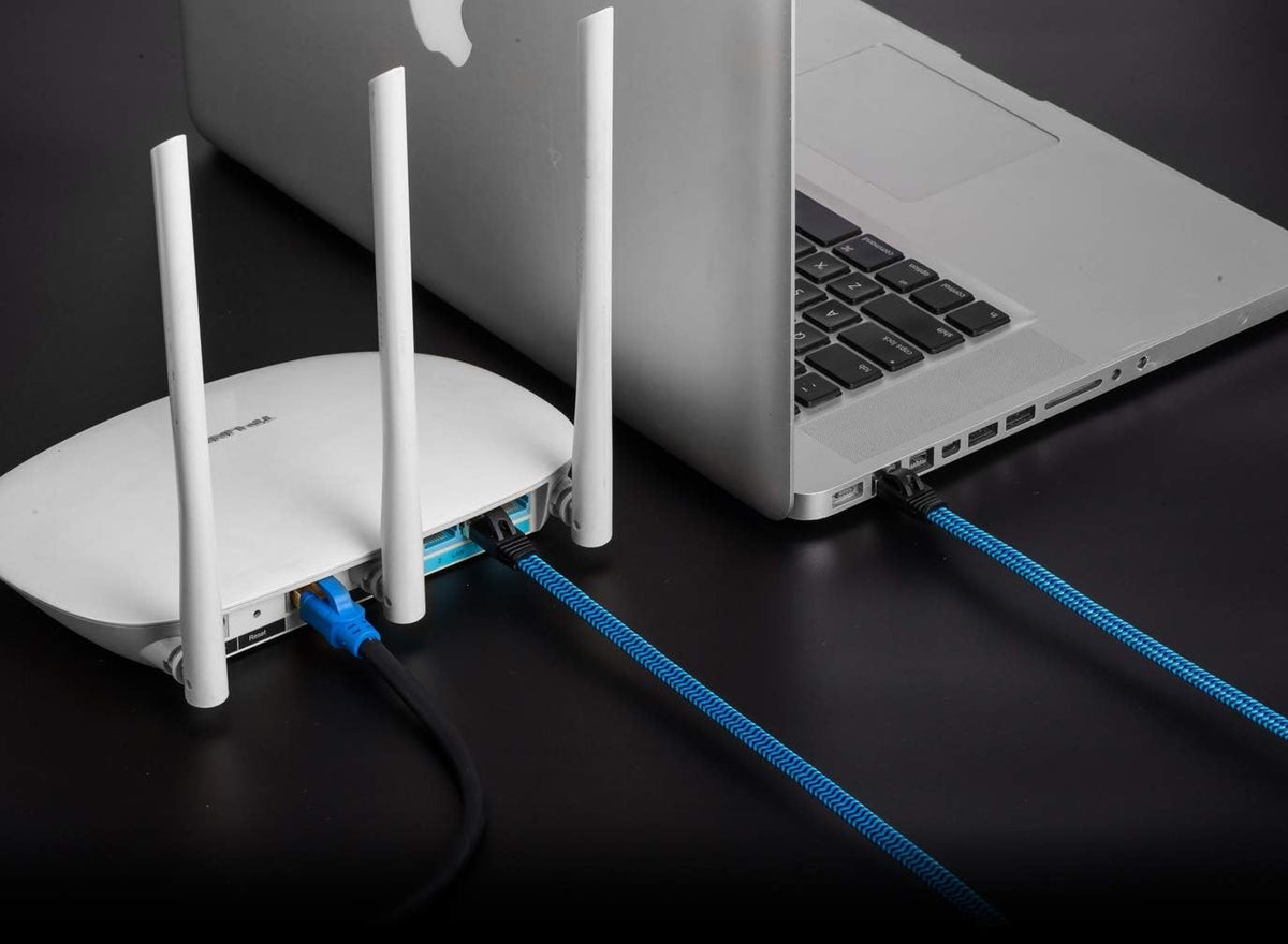 Cat 7 Ethernet Cable 100 ft Nylon Braided Flat Network Patch Cord RJ45 LAN Cable Pack of 2 T96852