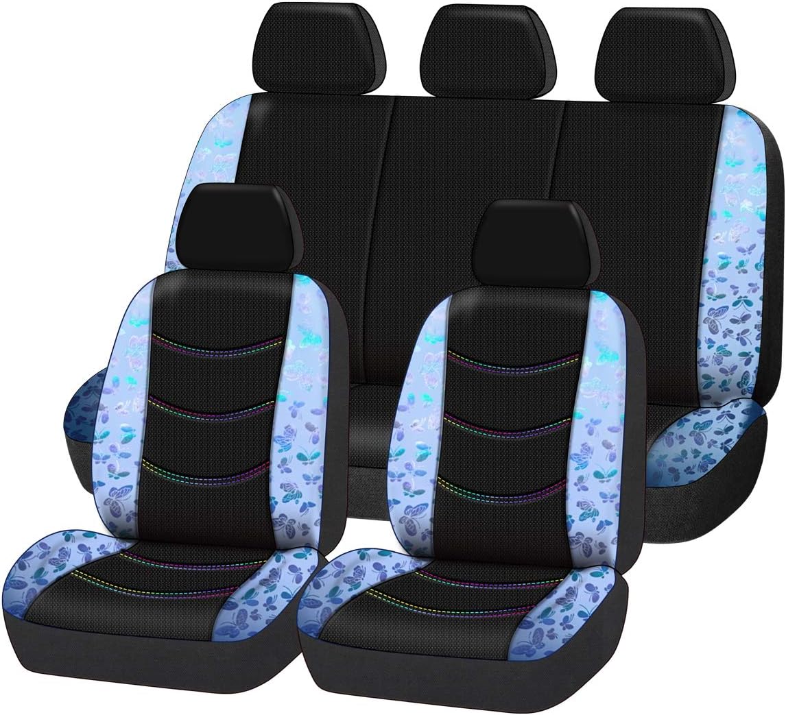 Butterfly Leather Car Seat Covers Full Set (Dark Blue) G33790