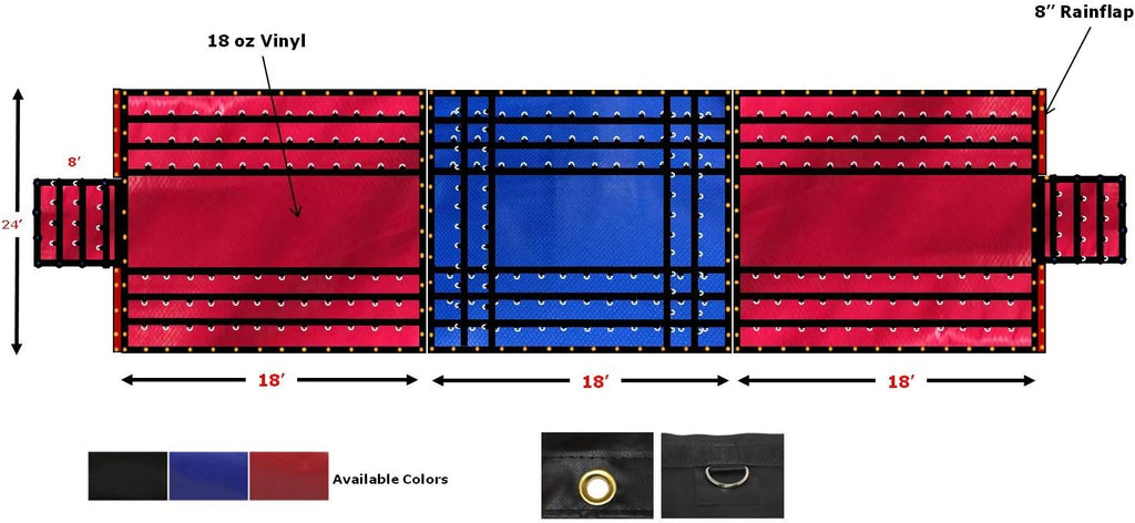 Red-Black 18oz 3 Pc Lumber Tarp Z604