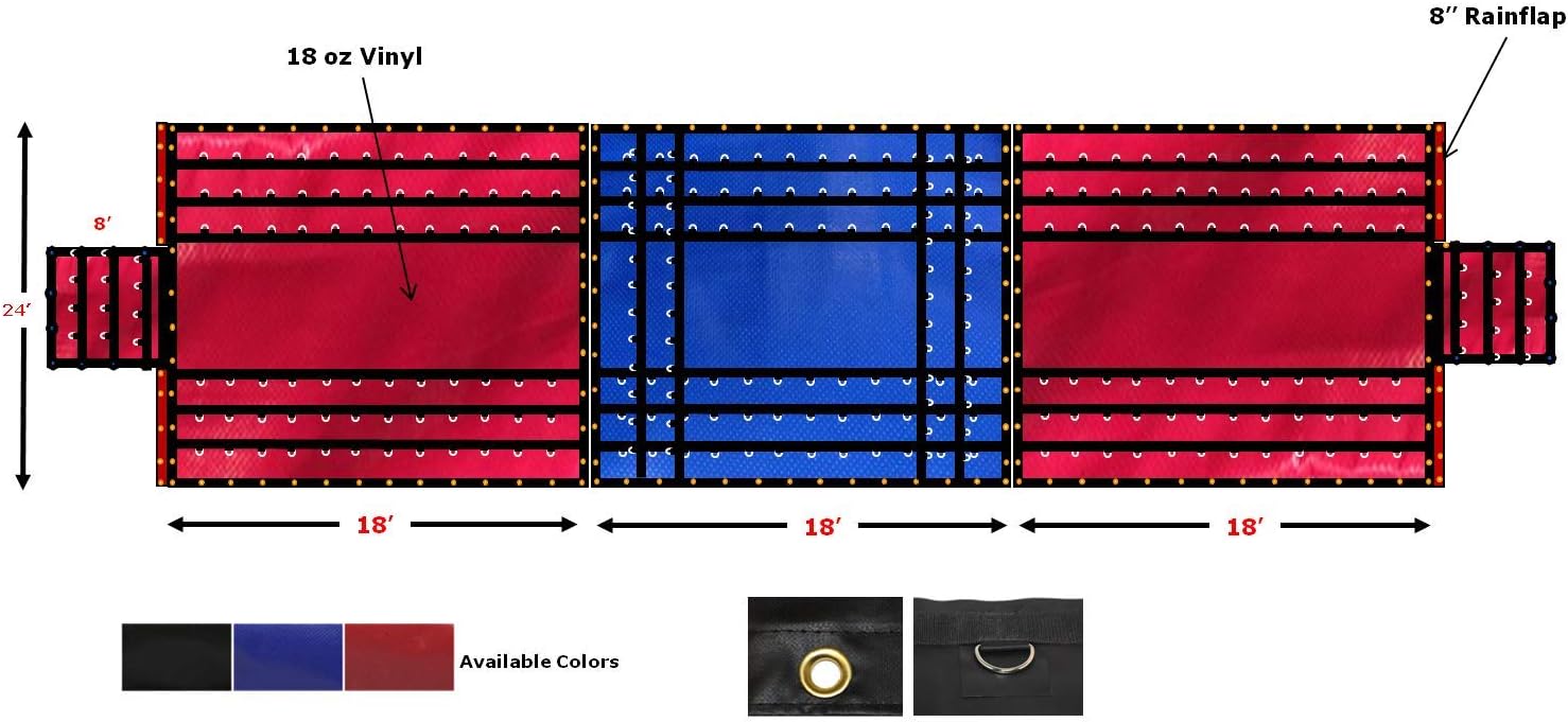 Red-Black 18oz 3 Pc Lumber Tarp Z604