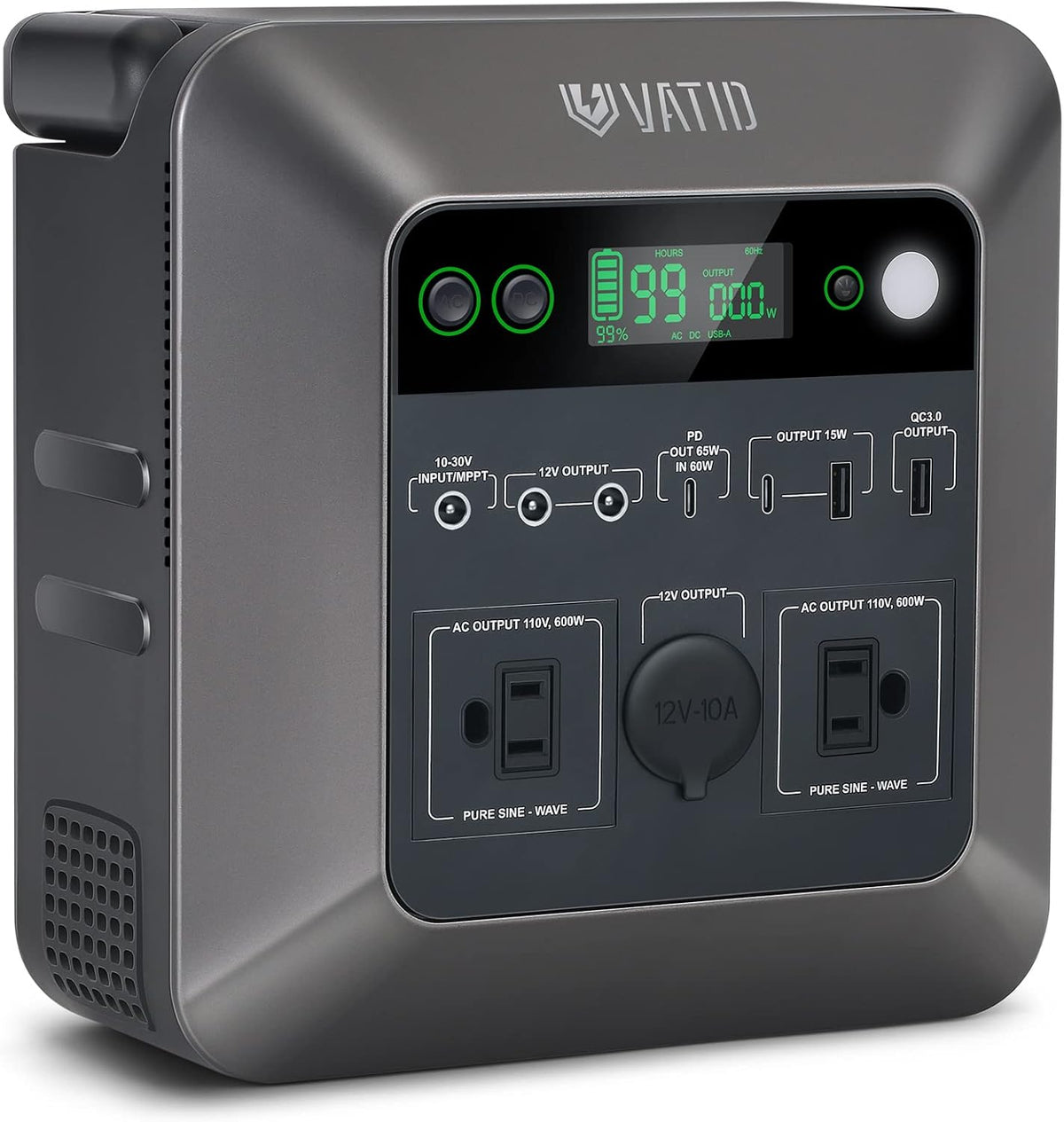 Portable Power Station, 1000W Peak, 712.25Wh, 110V AC Pure Sine Wave Z852547