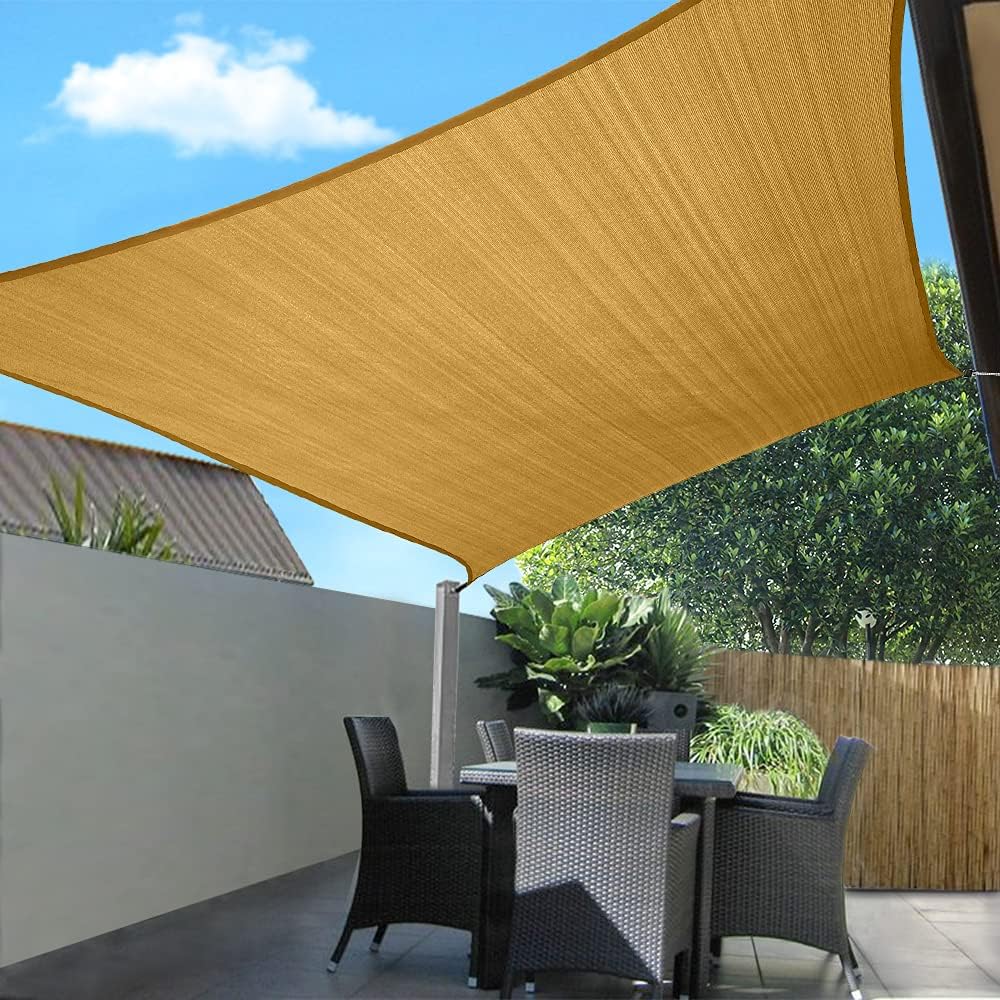 Sand Rectangle Sun Shade Sail 10'X13' UV Block Sunshade Awning W27781