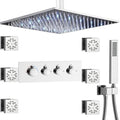 16 Inch LED Rain Shower System with Body Jets, Polished Chrome Brass Ceiling Mounted Shower Faucet Combo S7759