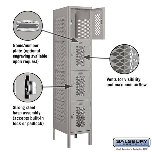 Blue Four Tier Vented Metal Locker M4673