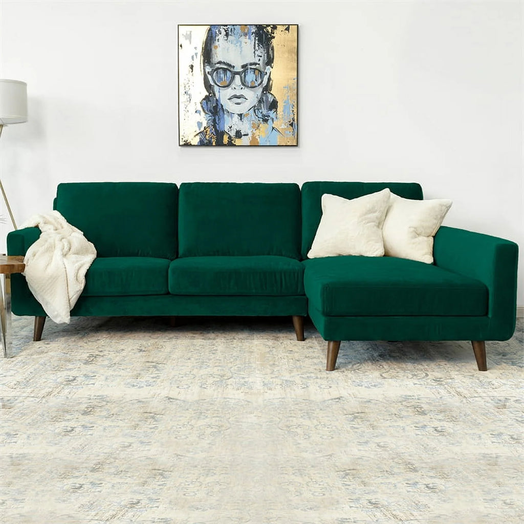 Green Velvet Right-Facing Sectional K448216