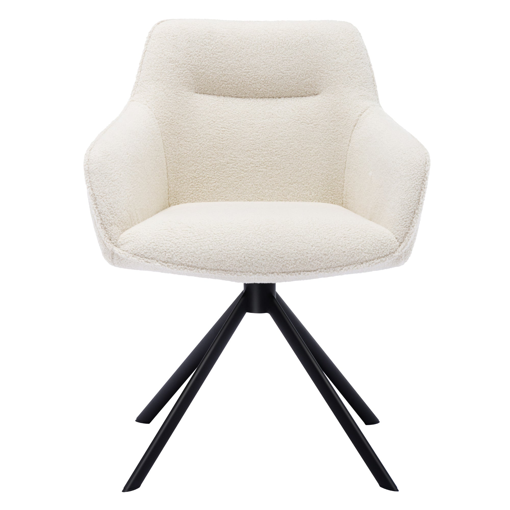 White Boucle Swivel Task Chair with Arms E406