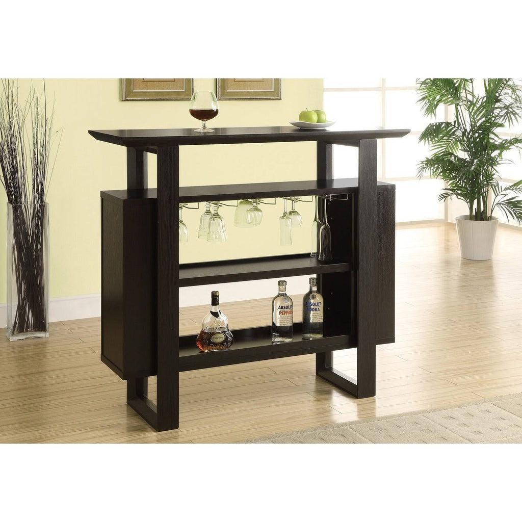Brown MDF Glass Storage Home Bar with Bottle K25042