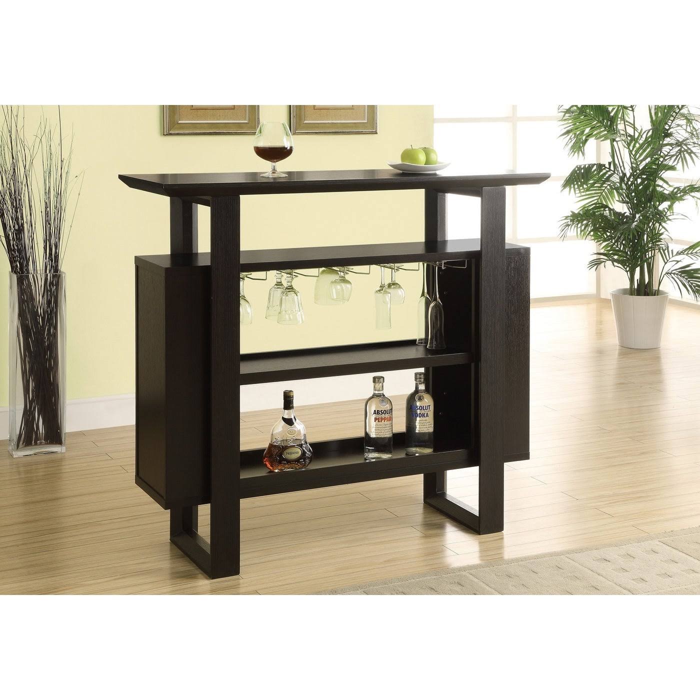 Brown MDF Glass Storage Home Bar with Bottle K25042