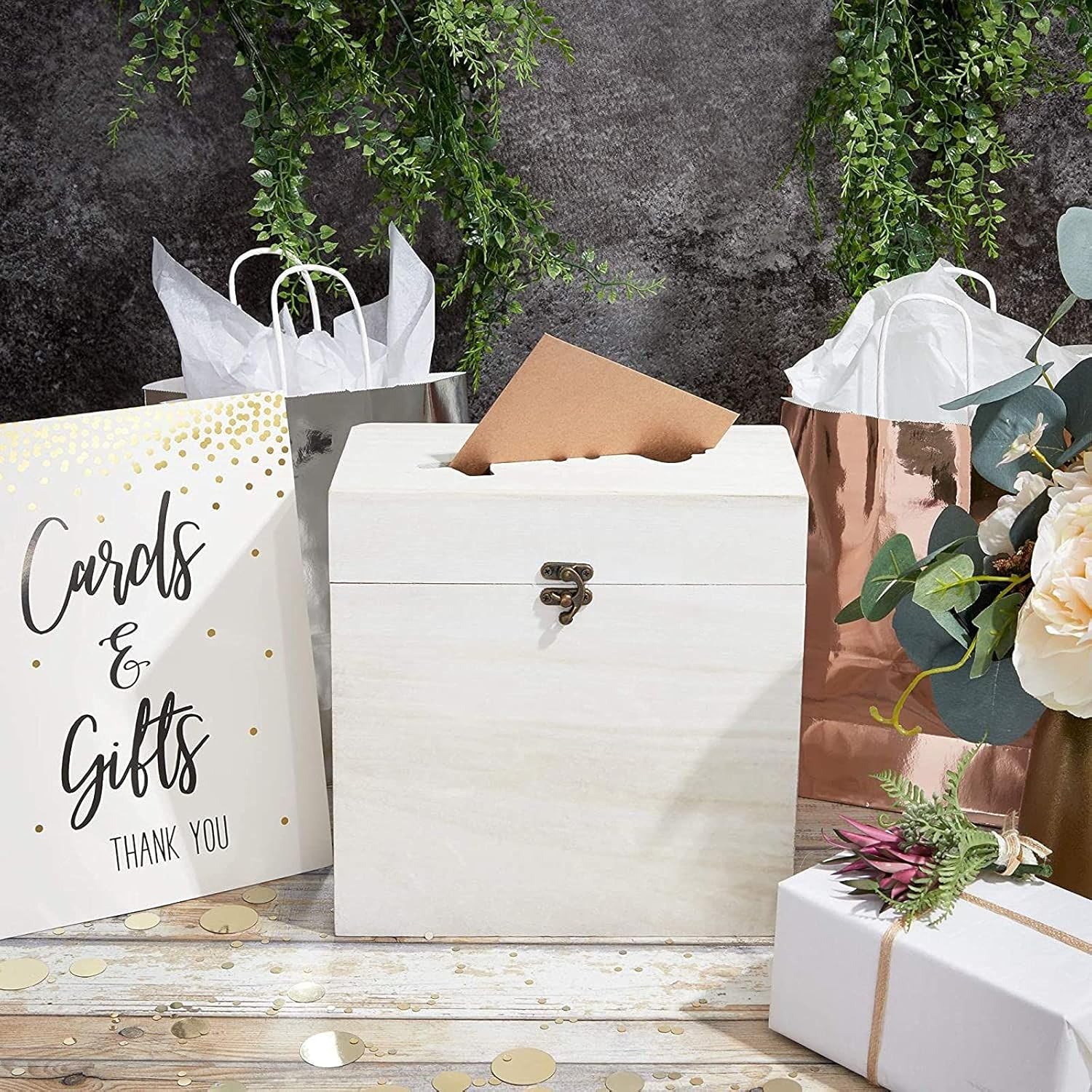 White Rustic Card Box B809