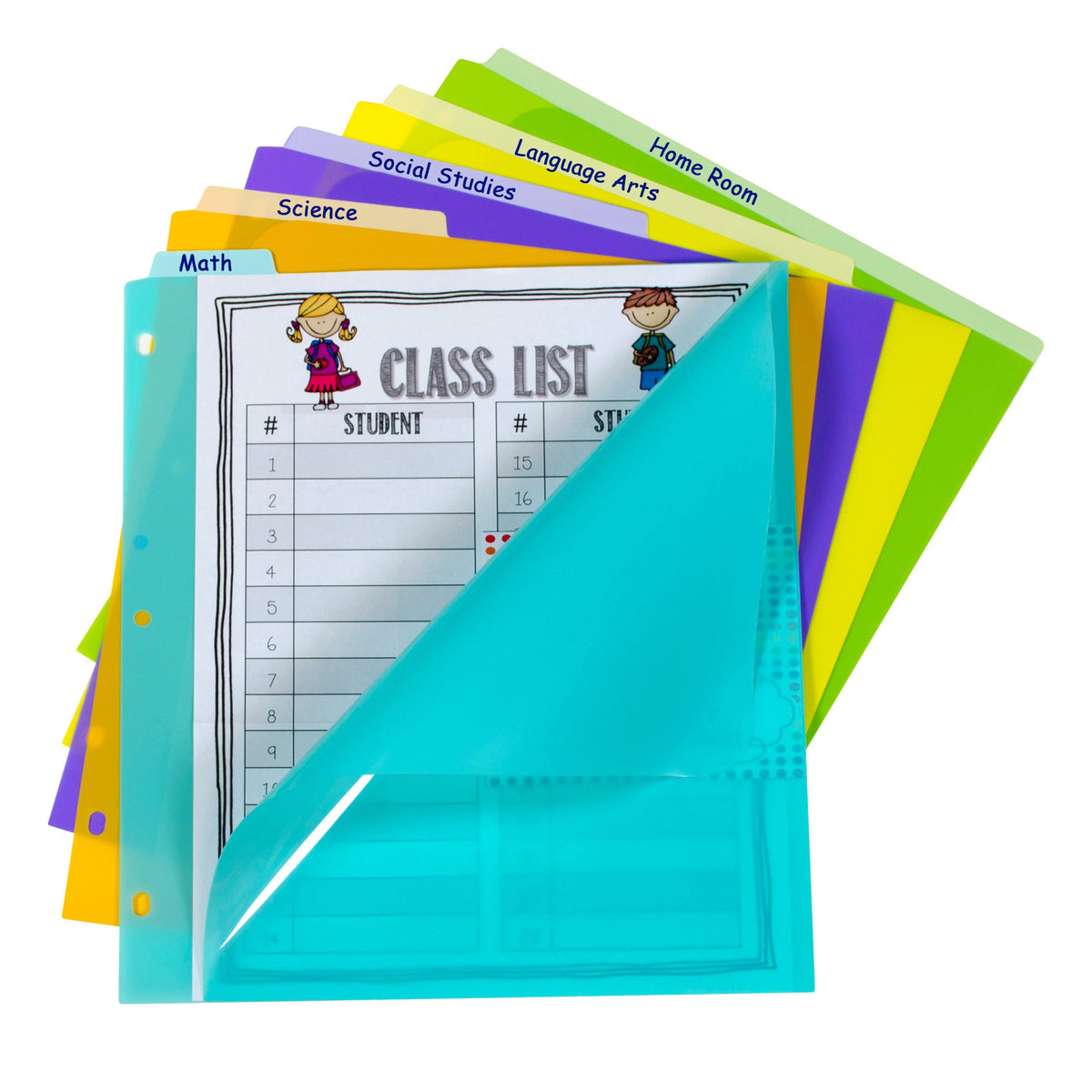 5-Tab Index Dividers with Vertical Tab, Bright Color Assortment, Set of 12 I1188