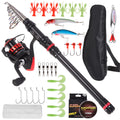 Carbon Fiber Telescopic Rod And Reel Combo With Lures Swivels Kit T6684
