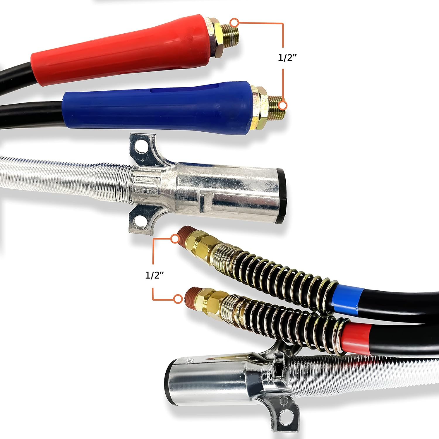 12ft 3 in 1 ABS & Power Air Line Hose Wrap 7 Way Electrical Cable with Handle Grip F8514