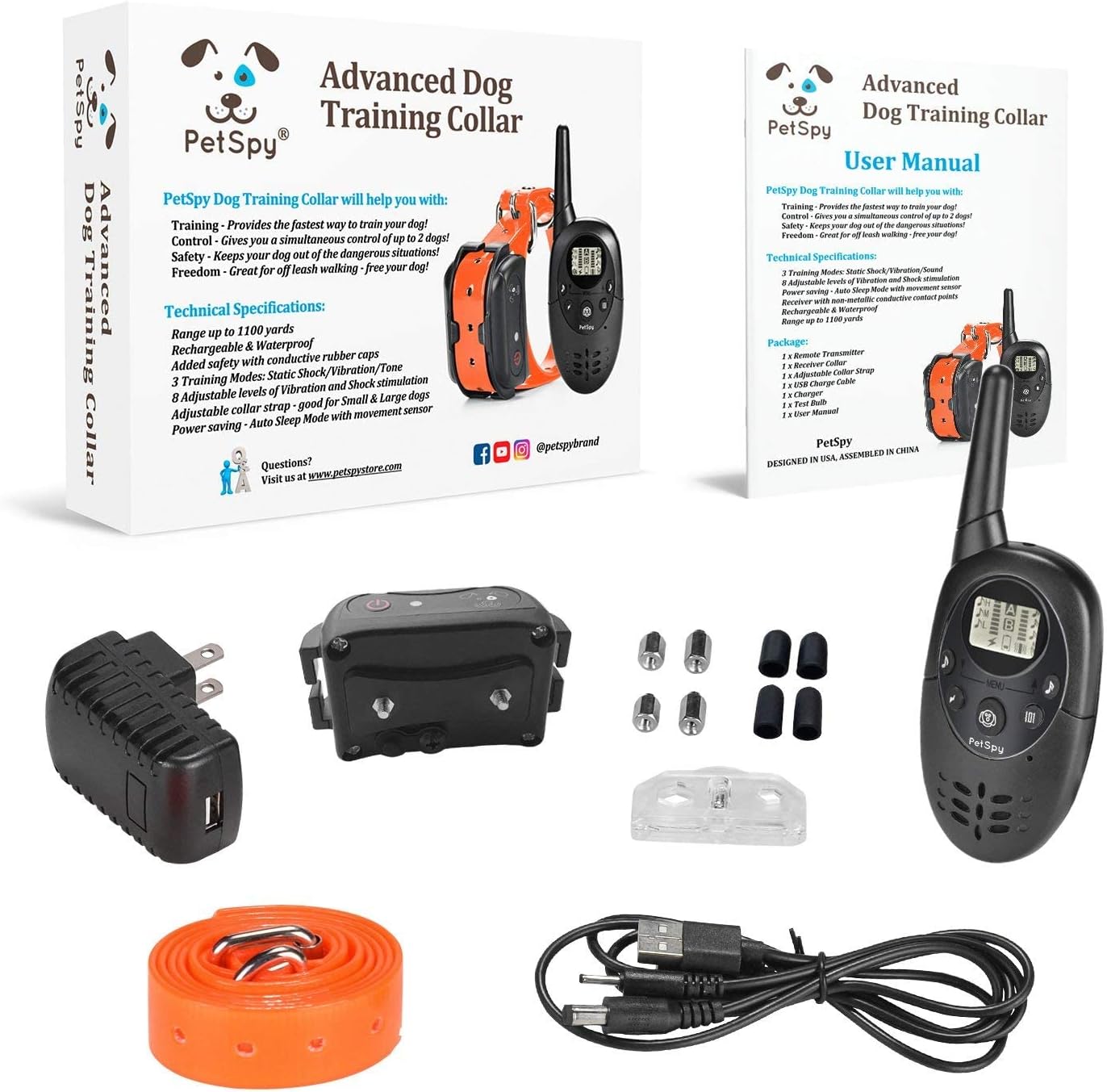 Rechargeable Waterproof Dog Training Collar Pack of 2 G64126