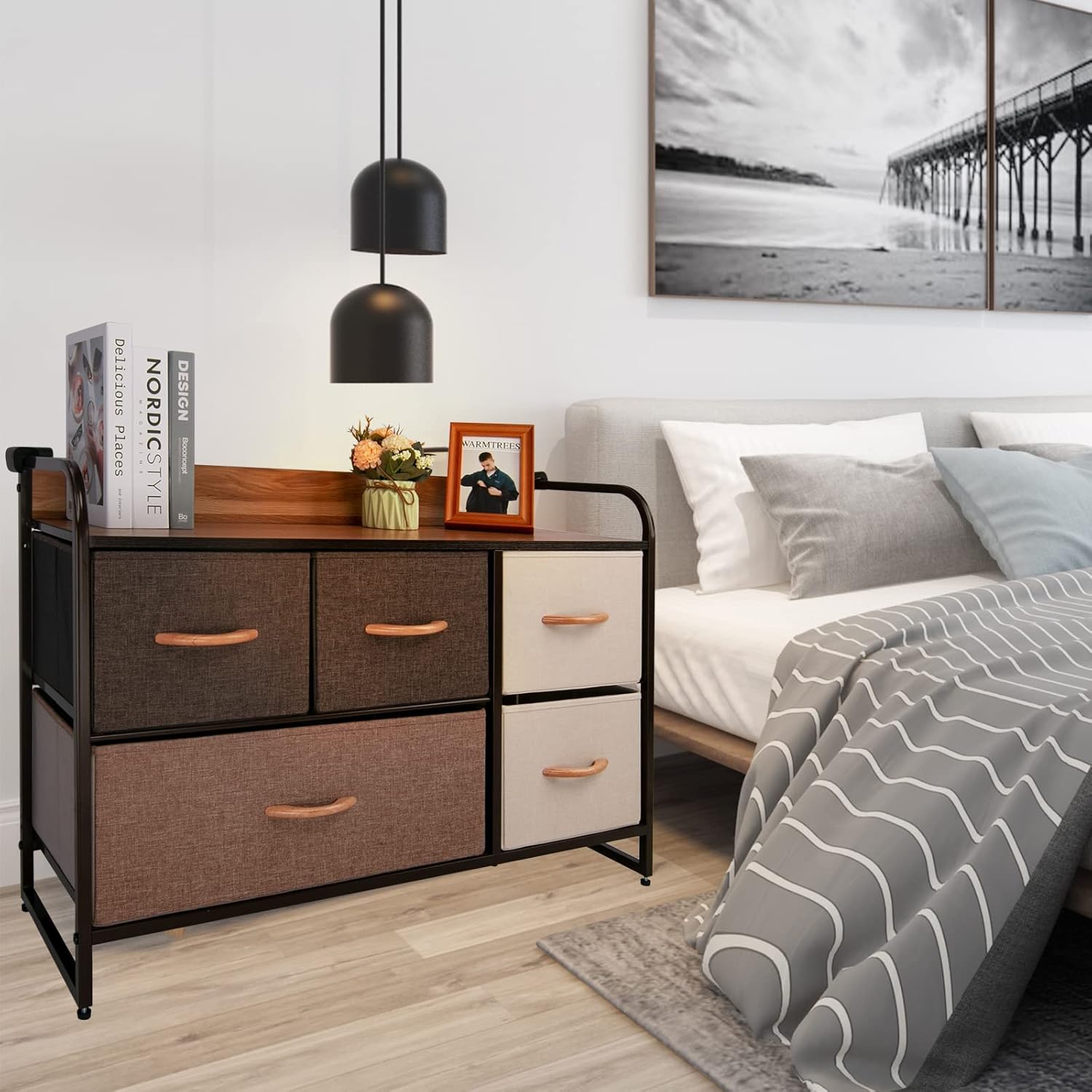Large Storage Fabric Dresser with 5 Removable Drawers C457225
